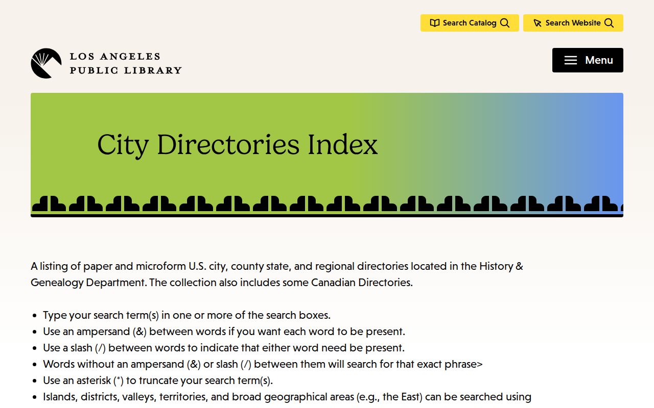 Compton people directories screenshot of the LAPL city directories index