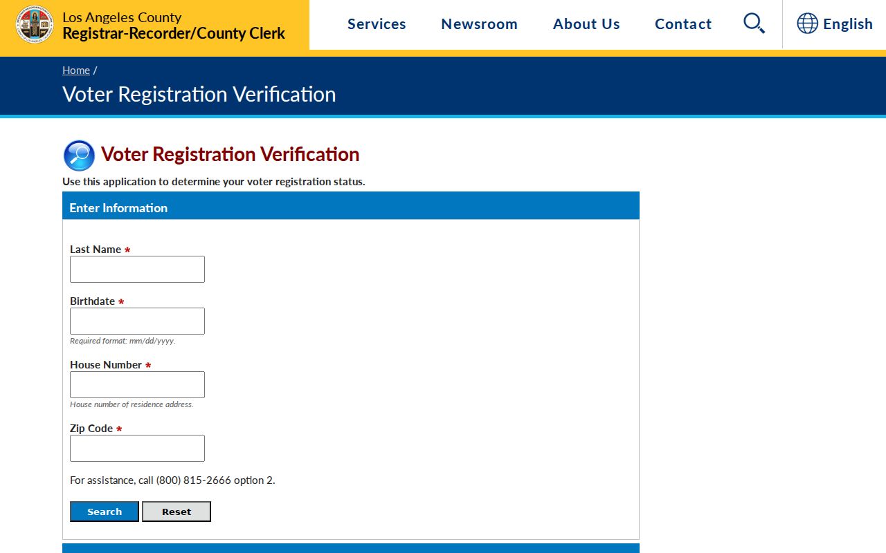 Compton voter registration records LA County voter registration verification screen